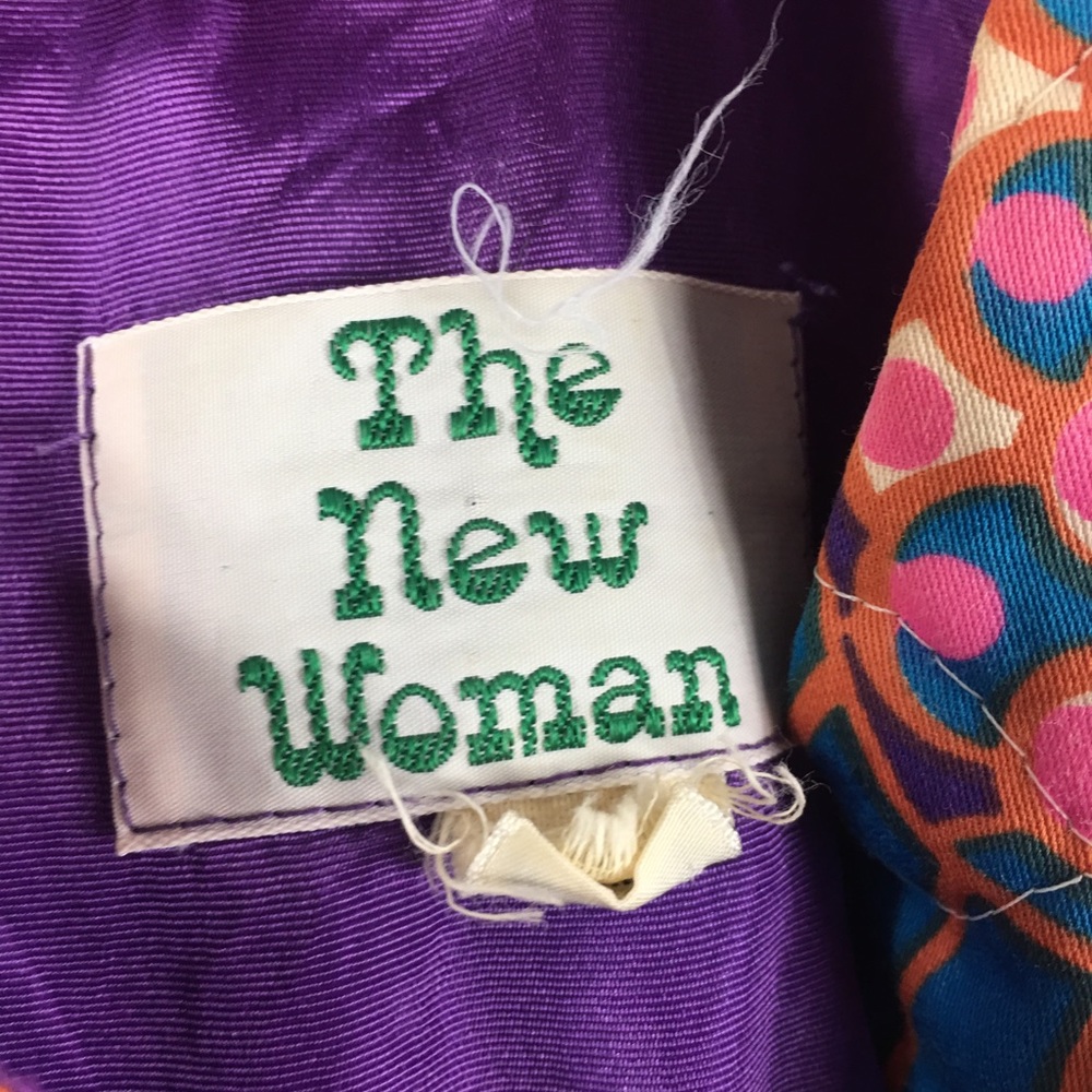 Vintage 60s Psychedelic Bird Quilted House Dress - Picture 8 of 8